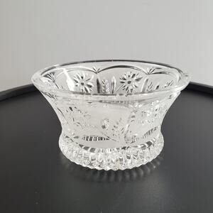 Lausitzer Glas Vintage Floral Pattern Frosted Crystal Bowll